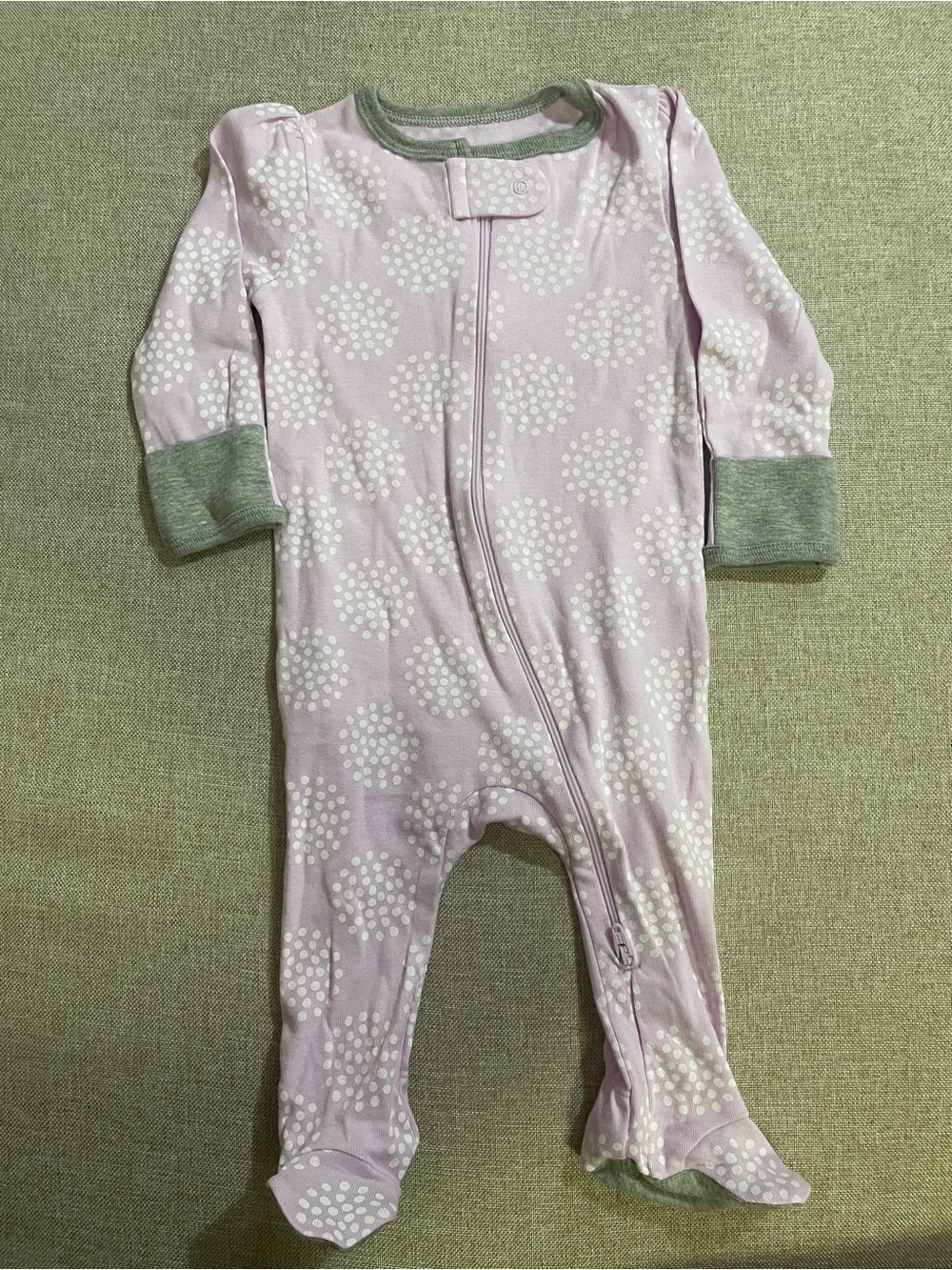 cloud island Pink Dot-Print Footed One-Piece with Gray Trim